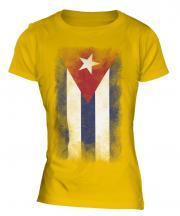 Cuba Faded Flag Ladies T-Shirt