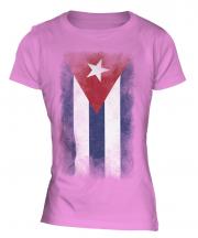 Cuba Faded Flag Ladies T-Shirt