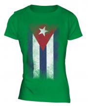 Cuba Faded Flag Ladies T-Shirt