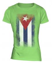 Cuba Faded Flag Ladies T-Shirt