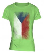 Czech Republic Faded Flag Ladies T-Shirt