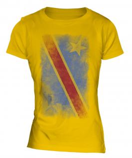 Democratic Rep. Of Congo Faded Flag Ladies T-Shirt