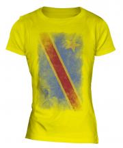 Democratic Rep. Of Congo Faded Flag Ladies T-Shirt