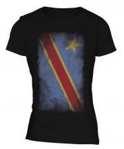 Democratic Rep. Of Congo Faded Flag Ladies T-Shirt