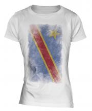 Democratic Rep. Of Congo Faded Flag Ladies T-Shirt
