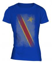 Democratic Rep. Of Congo Faded Flag Ladies T-Shirt