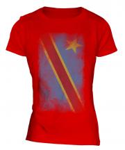Democratic Rep. Of Congo Faded Flag Ladies T-Shirt