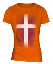 Denmark Faded Flag Ladies T-Shirt