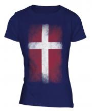 Denmark Faded Flag Ladies T-Shirt