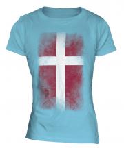 Denmark Faded Flag Ladies T-Shirt