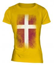 Denmark Faded Flag Ladies T-Shirt