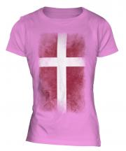 Denmark Faded Flag Ladies T-Shirt