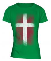 Denmark Faded Flag Ladies T-Shirt