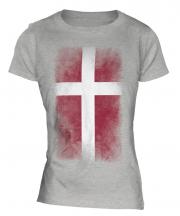 Denmark Faded Flag Ladies T-Shirt