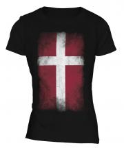 Denmark Faded Flag Ladies T-Shirt