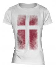 Denmark Faded Flag Ladies T-Shirt