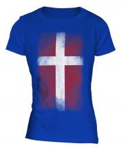 Denmark Faded Flag Ladies T-Shirt