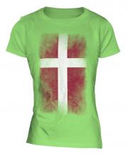 Denmark Faded Flag Ladies T-Shirt