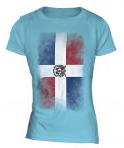 Dominican Republic Faded Flag Ladies T-Shirt
