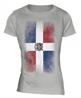 Dominican Republic Faded Flag Ladies T-Shirt