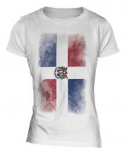 Dominican Republic Faded Flag Ladies T-Shirt