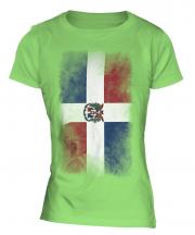 Dominican Republic Faded Flag Ladies T-Shirt