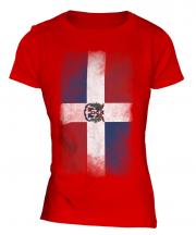 Dominican Republic Faded Flag Ladies T-Shirt
