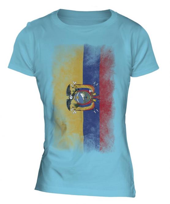 Ecuador Faded Flag Ladies T-Shirt