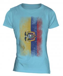 Ecuador Faded Flag Ladies T-Shirt
