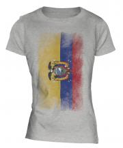 Ecuador Faded Flag Ladies T-Shirt