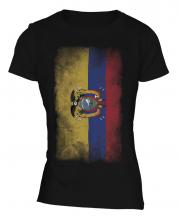 Ecuador Faded Flag Ladies T-Shirt