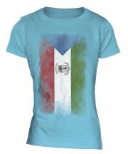 Equatorial Guinea Faded Flag Ladies T-Shirt