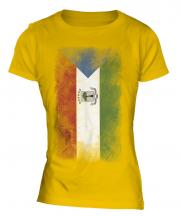 Equatorial Guinea Faded Flag Ladies T-Shirt