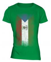 Equatorial Guinea Faded Flag Ladies T-Shirt