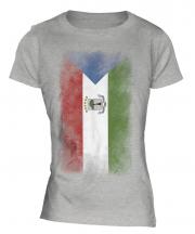 Equatorial Guinea Faded Flag Ladies T-Shirt