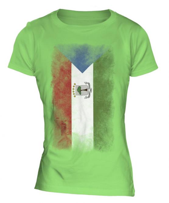 Equatorial Guinea Faded Flag Ladies T-Shirt