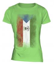 Equatorial Guinea Faded Flag Ladies T-Shirt