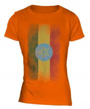 Ethiopa Faded Flag Ladies T-Shirt