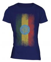 Ethiopa Faded Flag Ladies T-Shirt