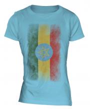 Ethiopa Faded Flag Ladies T-Shirt