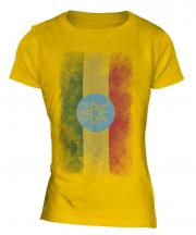 Ethiopa Faded Flag Ladies T-Shirt