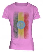 Ethiopa Faded Flag Ladies T-Shirt