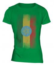 Ethiopa Faded Flag Ladies T-Shirt