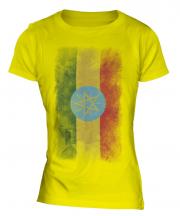 Ethiopa Faded Flag Ladies T-Shirt