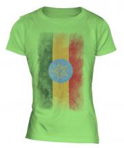 Ethiopa Faded Flag Ladies T-Shirt