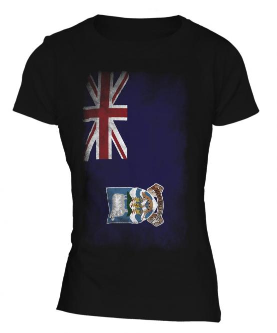 Falkland Islands Faded Flag Ladies T-Shirt