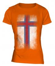 Faroe Islands Faded Flag Ladies T-Shirt