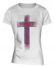 Faroe Islands Faded Flag Ladies T-Shirt