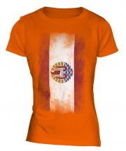 French Polynesia Faded Flag Ladies T-Shirt