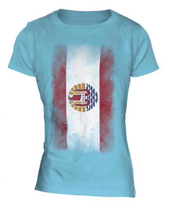 French Polynesia Faded Flag Ladies T-Shirt